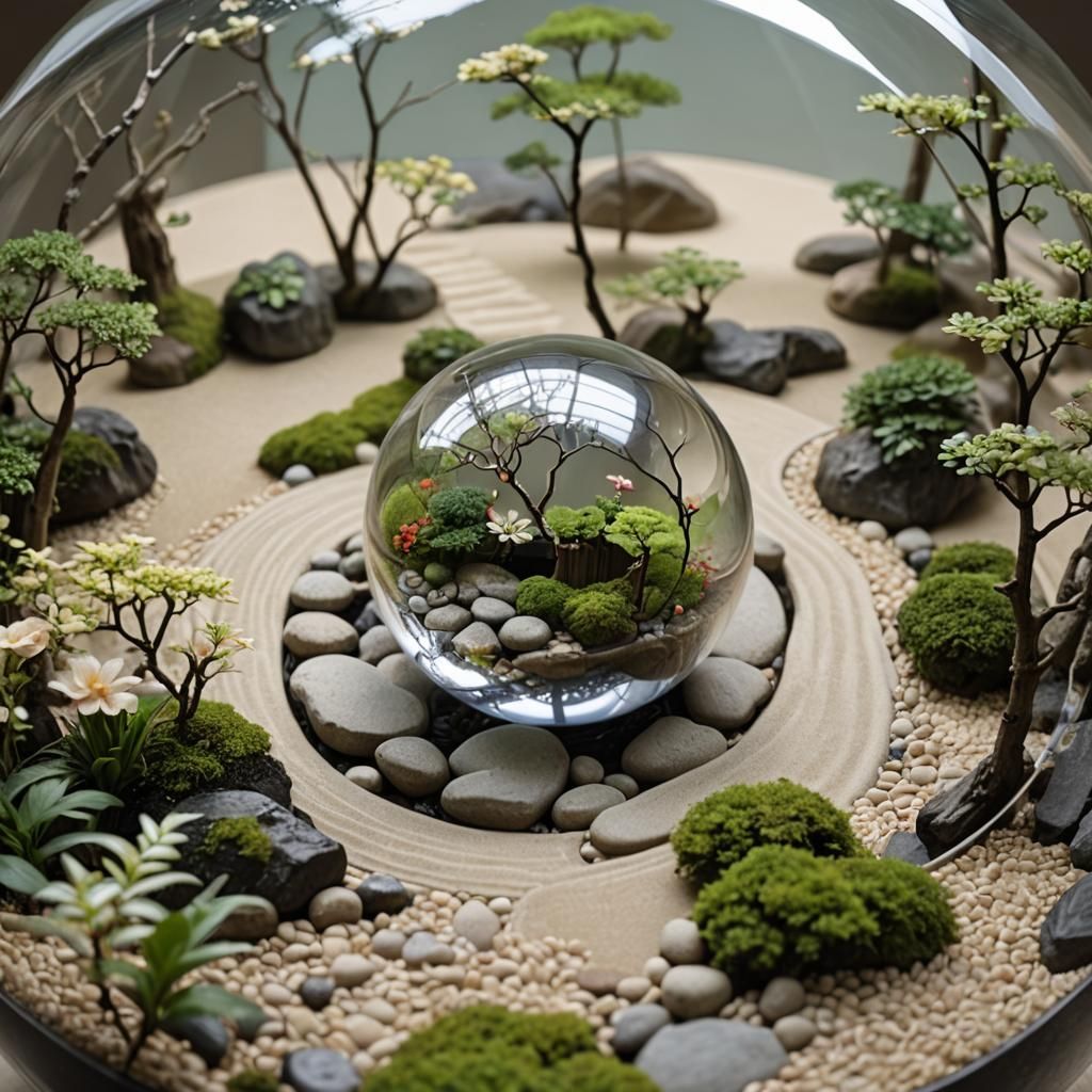 Zen Garden in Glass Sphere