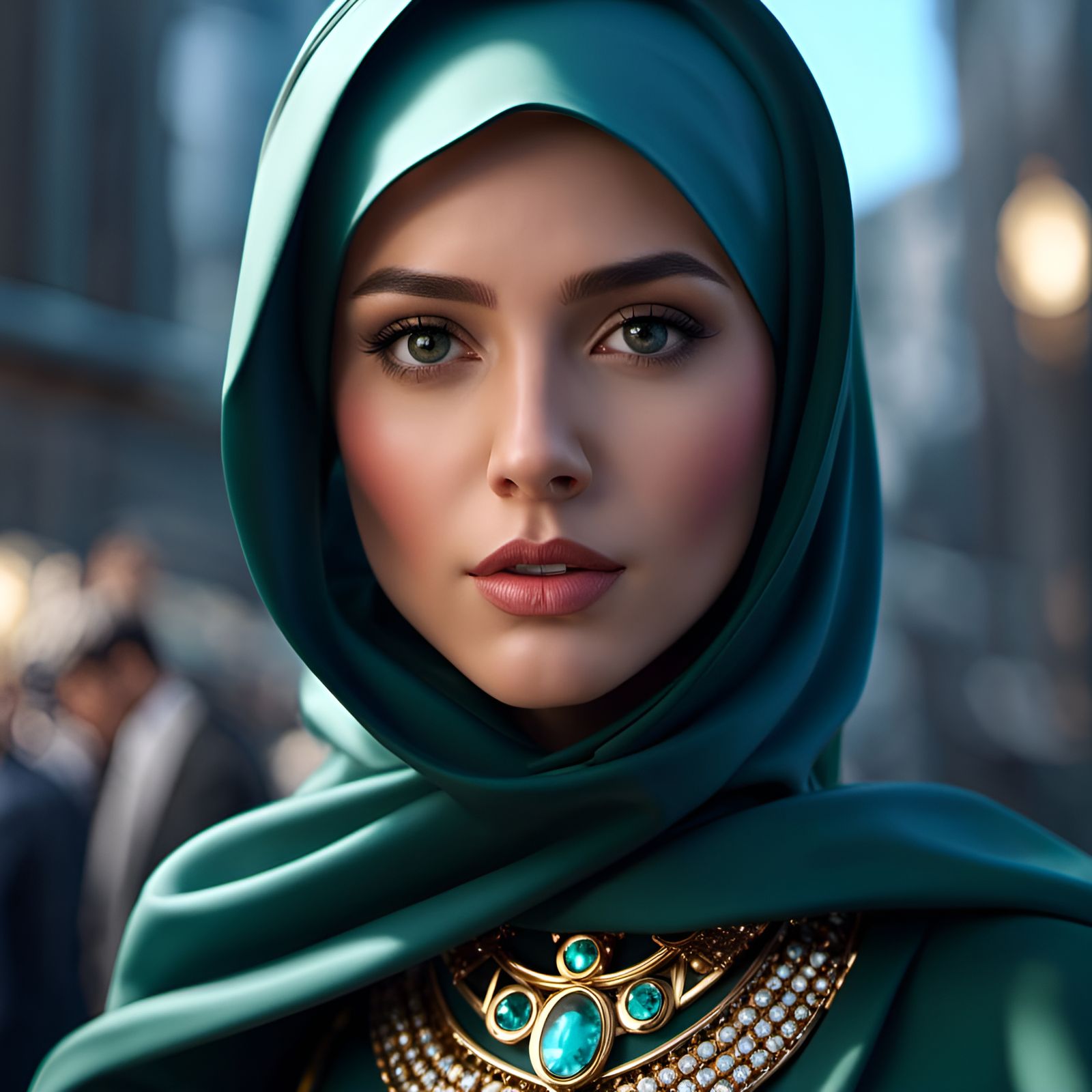 Beautiful Hijab Girl Portrait in Modern City