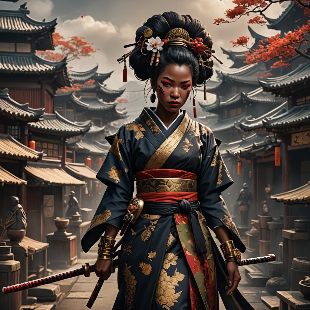 Black Geisha Assassin: Fantasy Concept Art