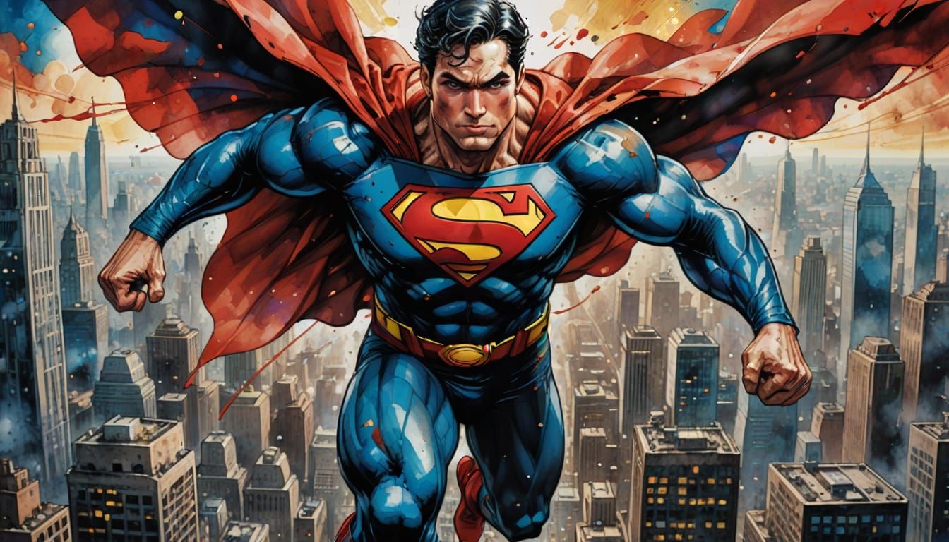 Superman in Flight, Comic Book Style