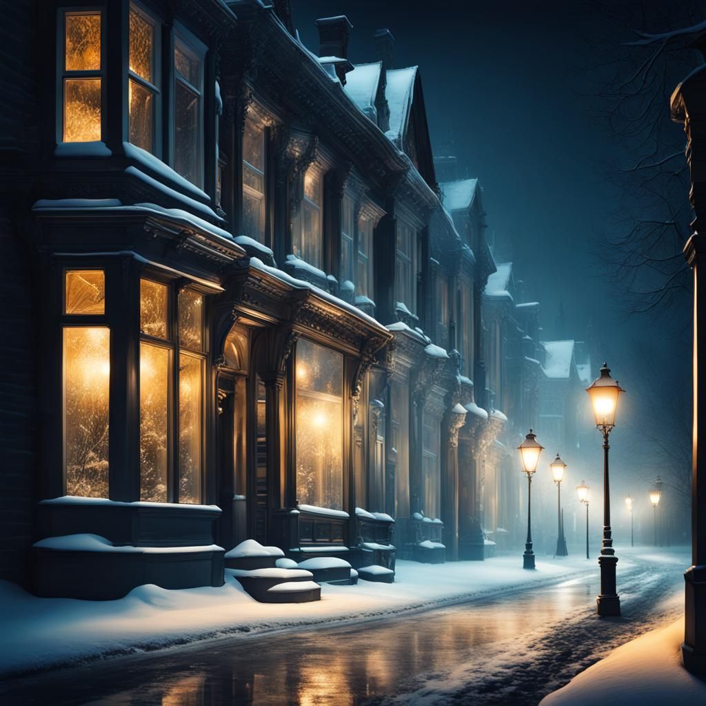 Haunted Glass Victorian City in Snow