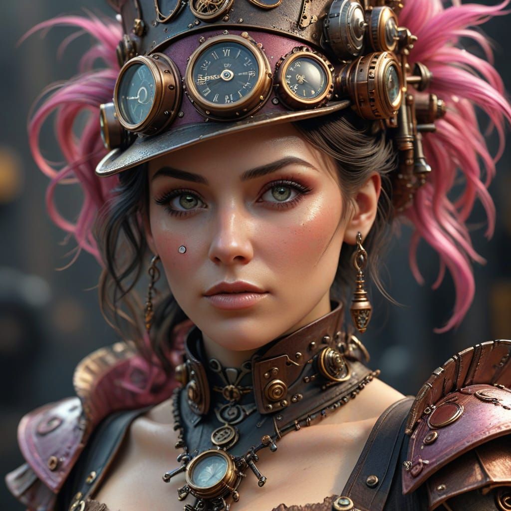 Steampink Woman with Ultra-High Resolution Details