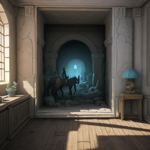 Ancient Room Seen Through Wall Hole, 3D Render