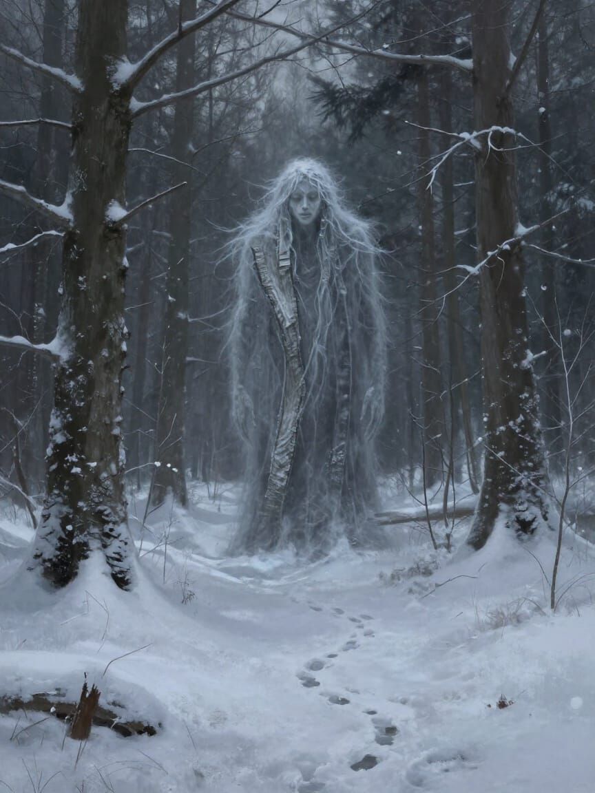 Winter Leshy: Solitary Slavic Forest Spirit in Snowy Woods