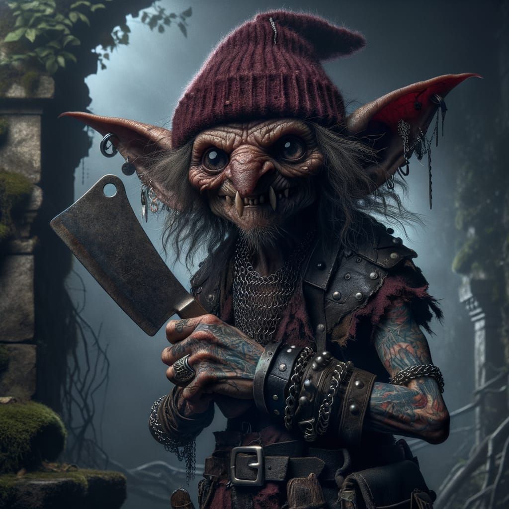 Dark Forest Warrior in Ruined Castle: Fine Art Photography i...