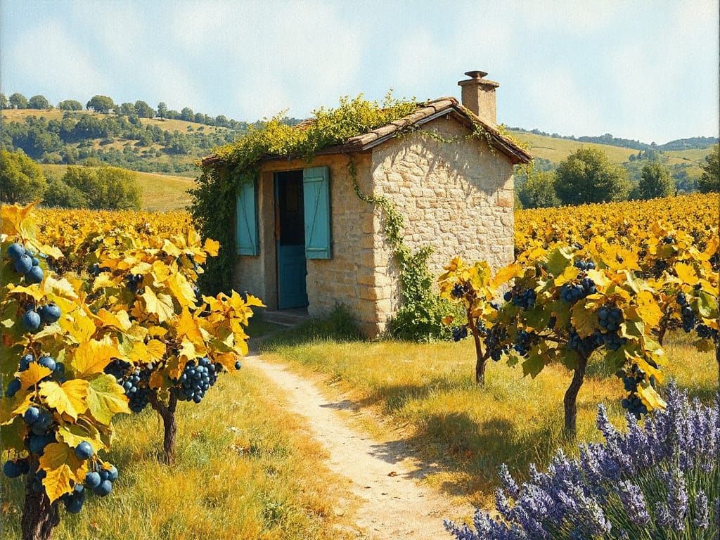 Impressionist Autumn Vineyard in Provence