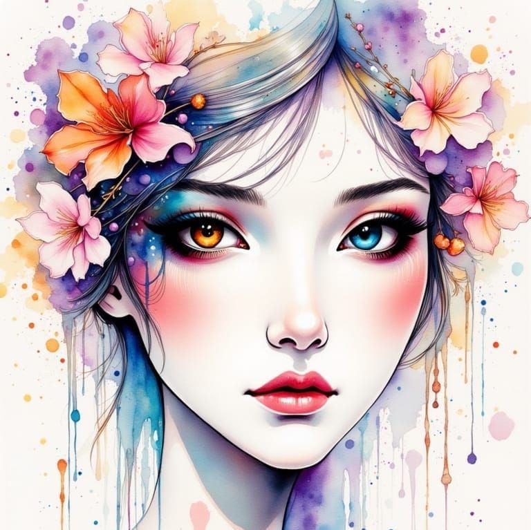 Ethereal Beauty in Dreamlike Watercolor