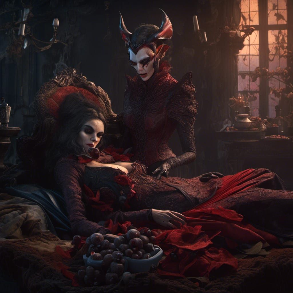 Dark Fantasy Vampire Mother Breastfeeding in Detailed Matte ...