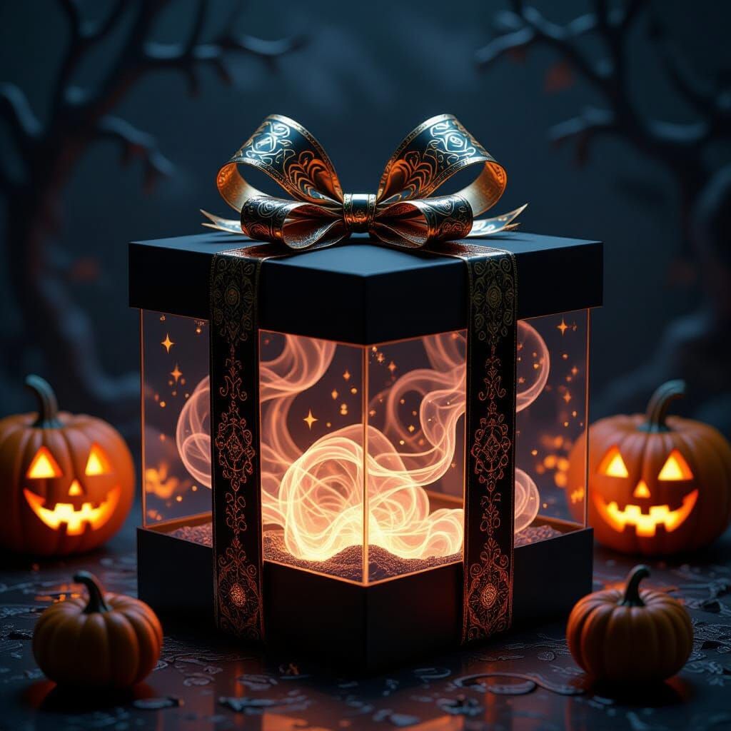 Mysterious Glowing Gift Box with Esoteric Markings