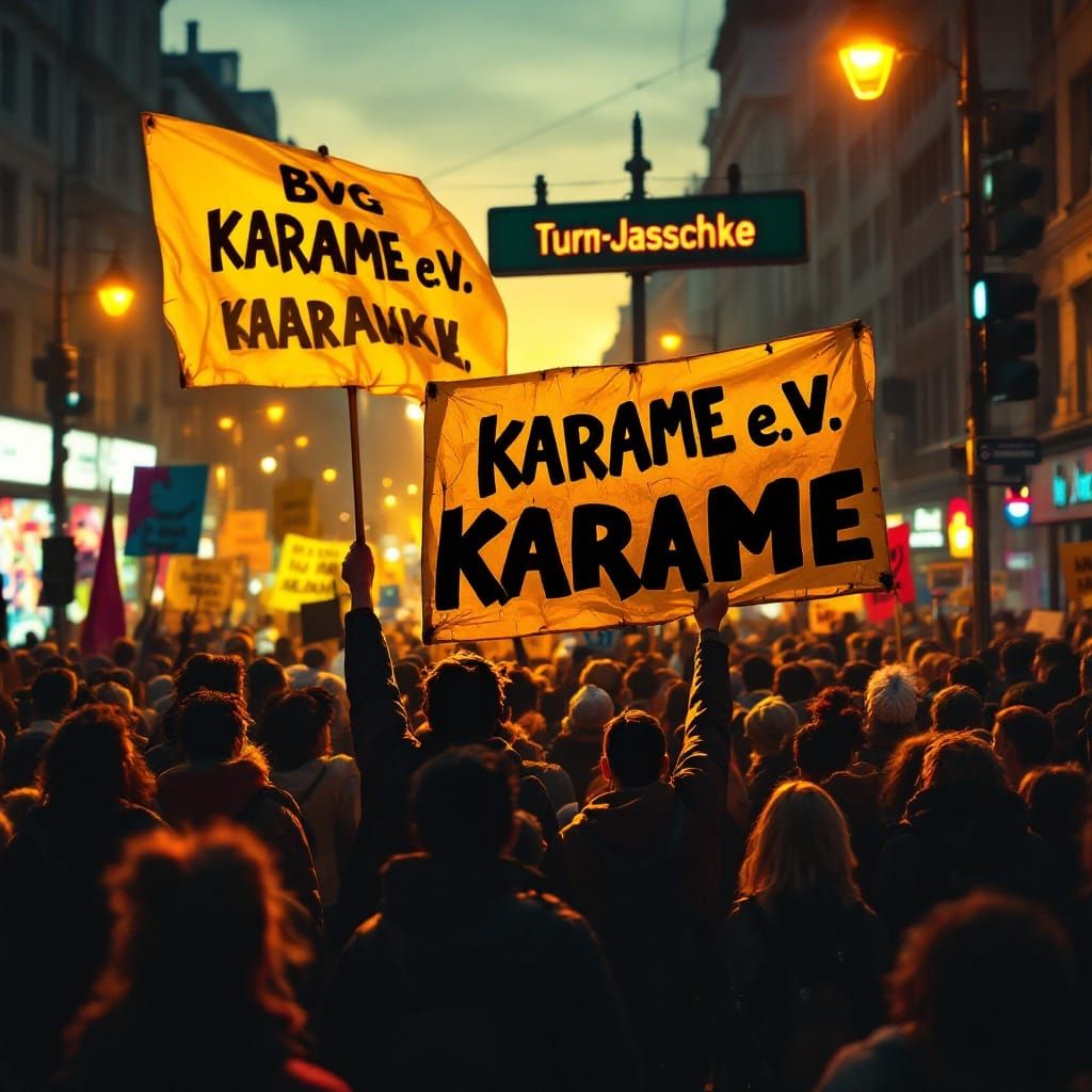 Vibrant Protest Scene in Hyper-Realistic Urban Setting