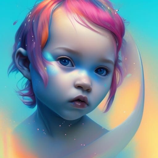 Cute Baby Dolphin Portrait in Hyperdetailed Style