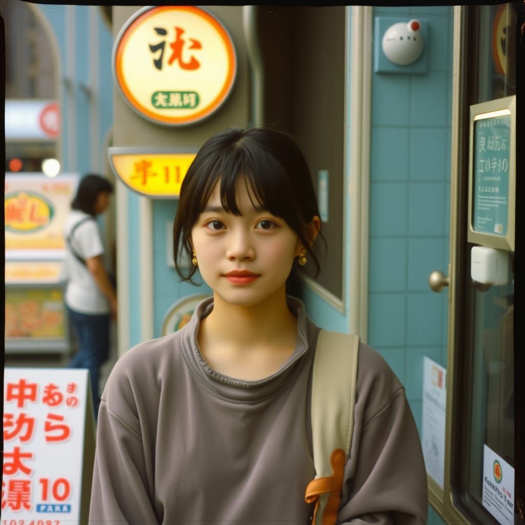 1980s Candid Photo of a Girl in Tokyo