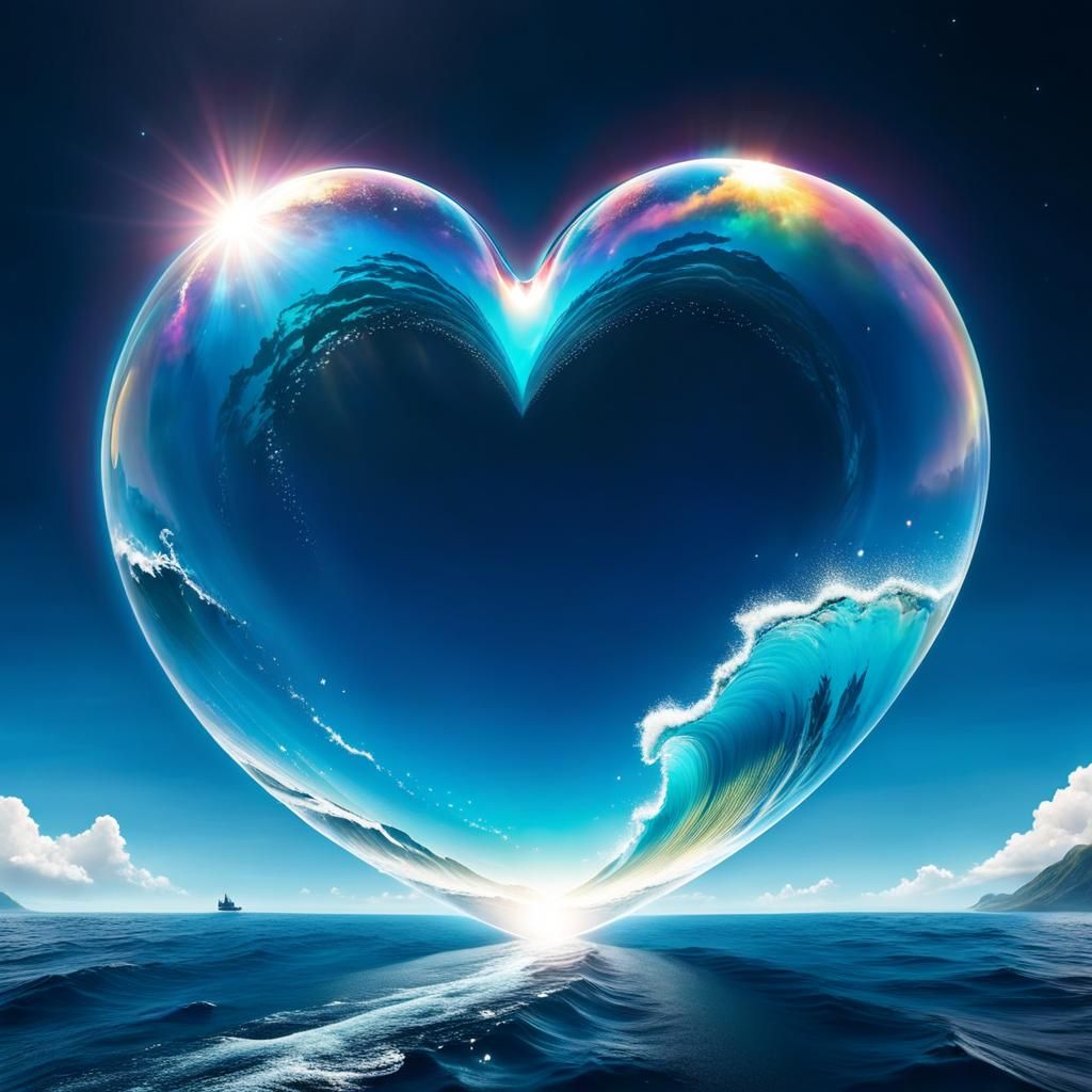 Heart Bubble Ocean Travel in Cosmic Atmosphere