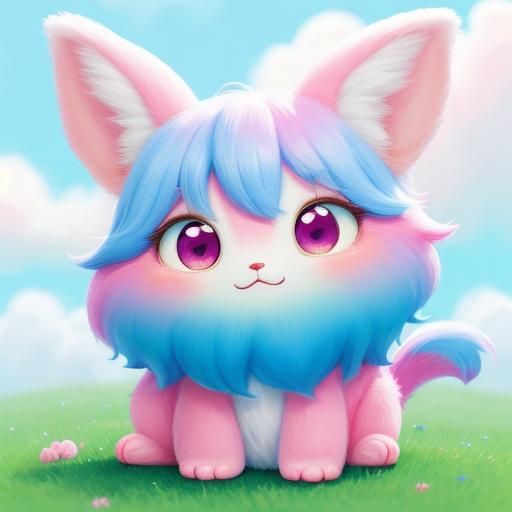 Chibi Creature Portrait in Whimsical Oil Painting Style