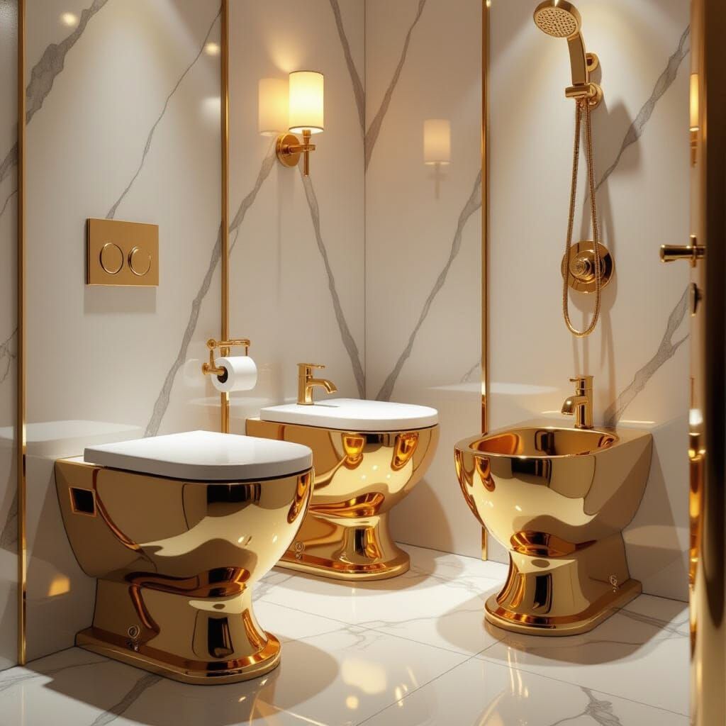 Luxurious Gold Bathroom Suite in Photorealistic Style