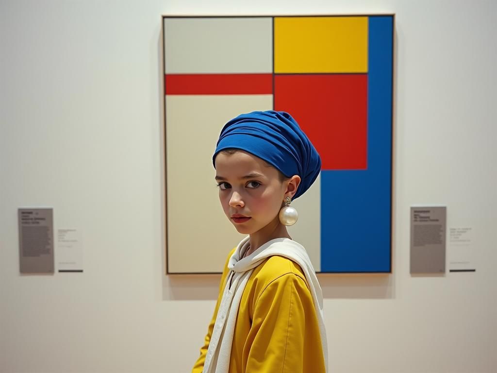 Girl with Pearl Earring Meets Mondrian in Museum