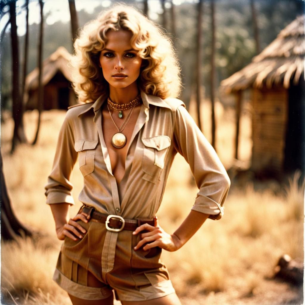 1970s Photo of a Blonde Woman in Africa
