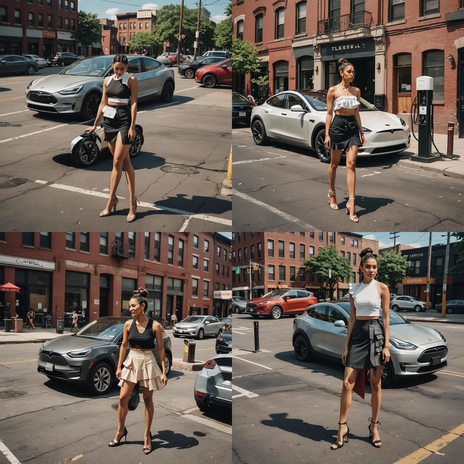 Woman in Mini Skirt and High Heels in Brooklyn