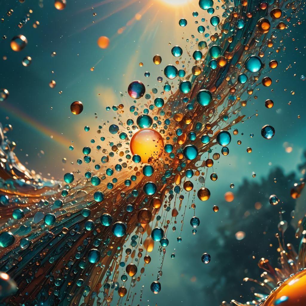 Rainbow Dewdrops in Cinematic Lighting