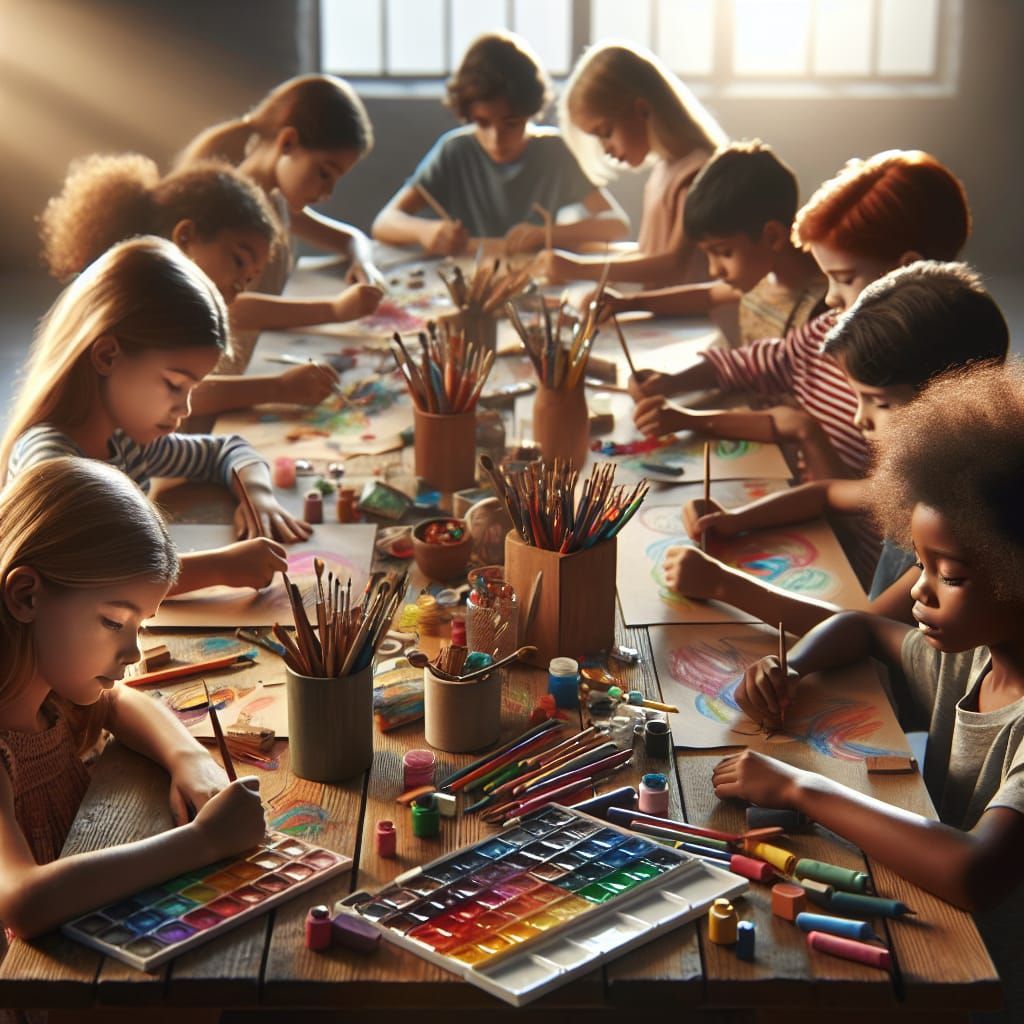Children's Art Class in Studio Lighting