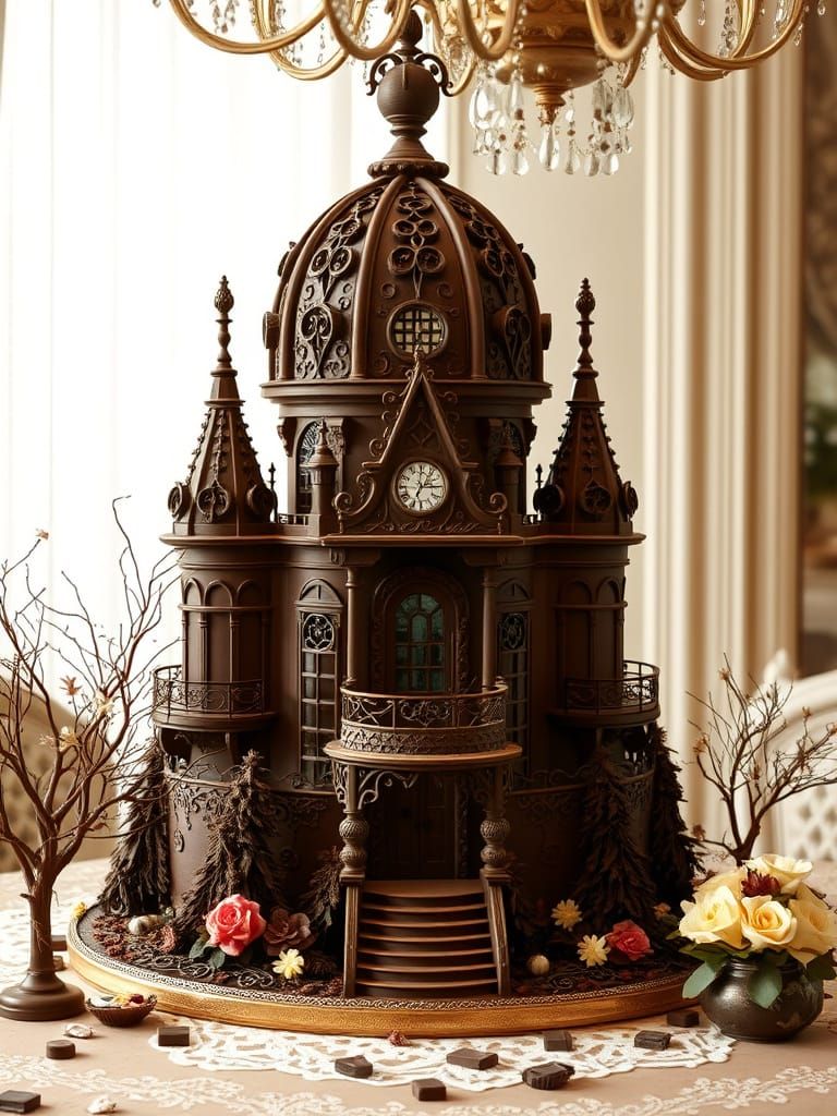 Chocolate Victorian Mansion with Ornate Details