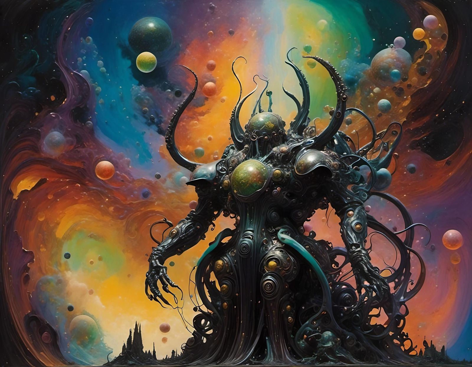 Cthulhu Nebula Galactus Mashup in Expressionist Style