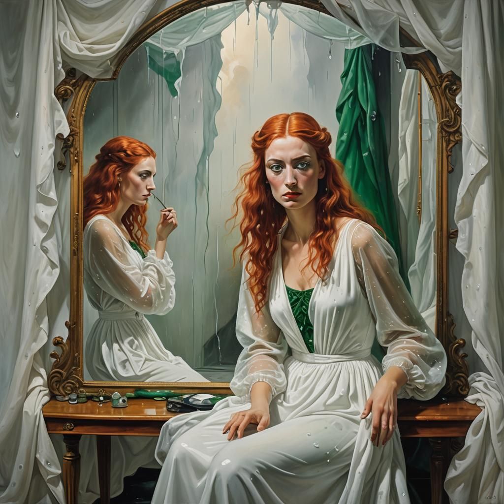 Surreal Woman in Mirror, Salvador Dali Style