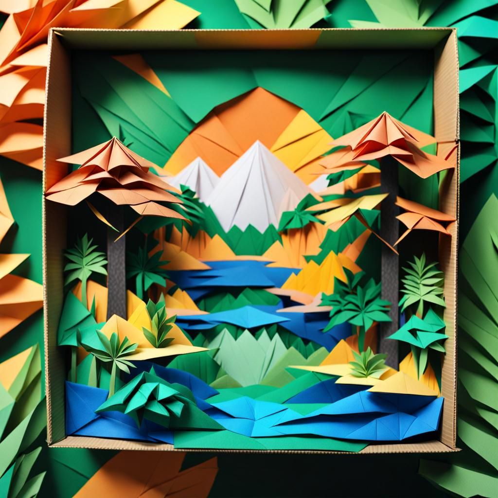 Hyperrealistic Jungle in a Paper Box