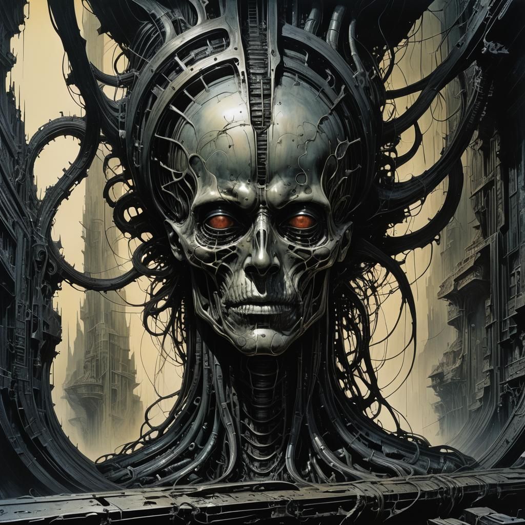 Dark Surreal Hyperrealism with Curvilinear Forms