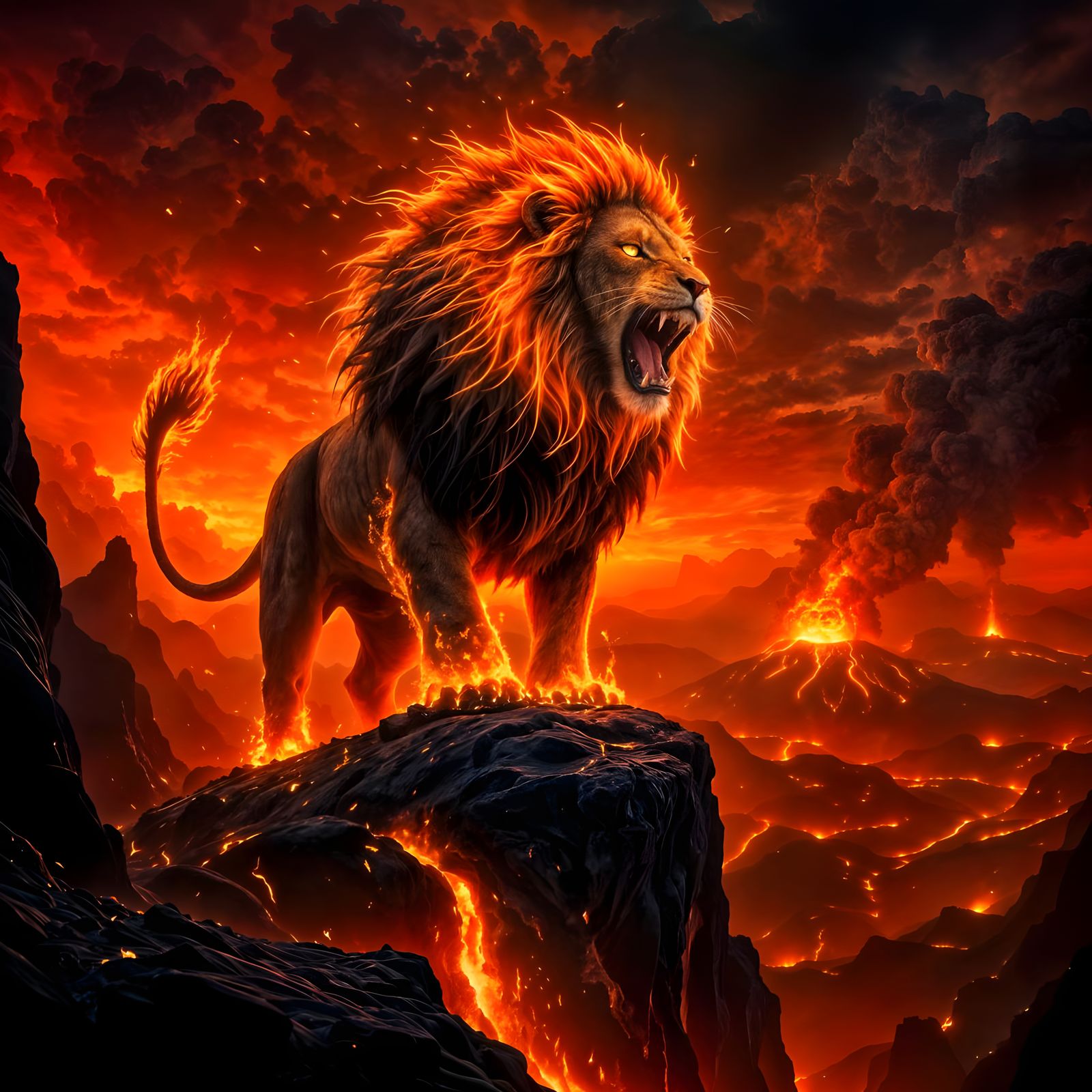 Fiery Lion King of Volcanic Realms