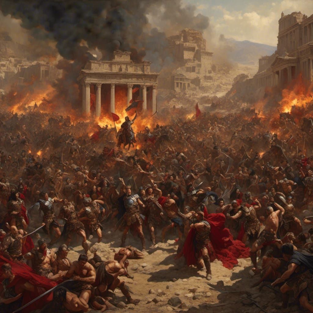 Death of Spartacus in Hyperreal Style