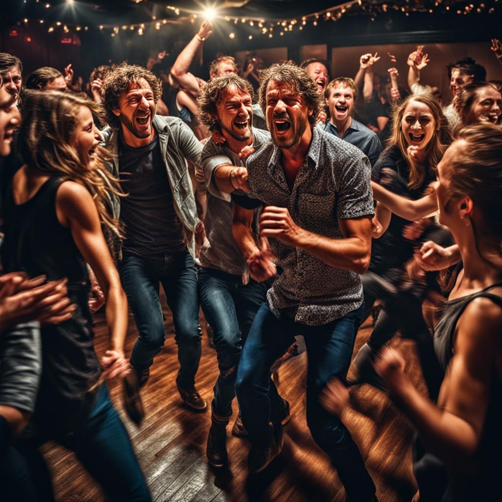 Joyful Dance Party in Hyperrealistic Detail