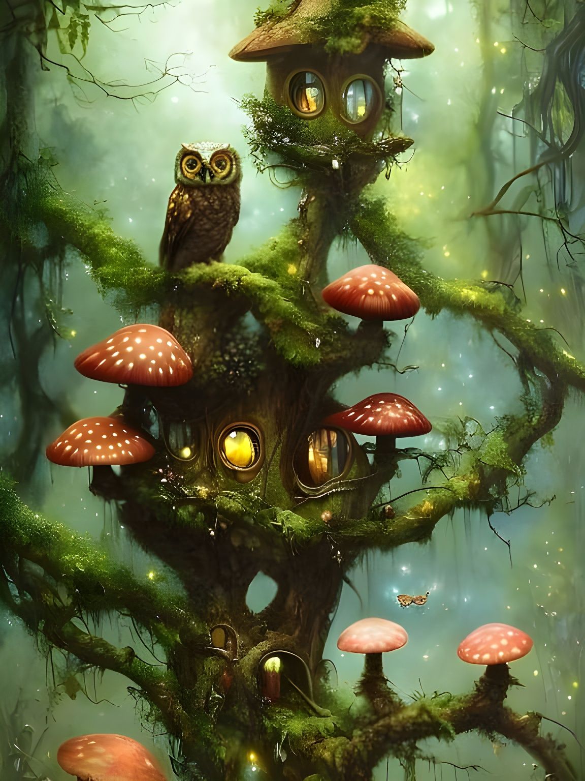 Cute Baby Owl: Detailed Fantasy Artwork