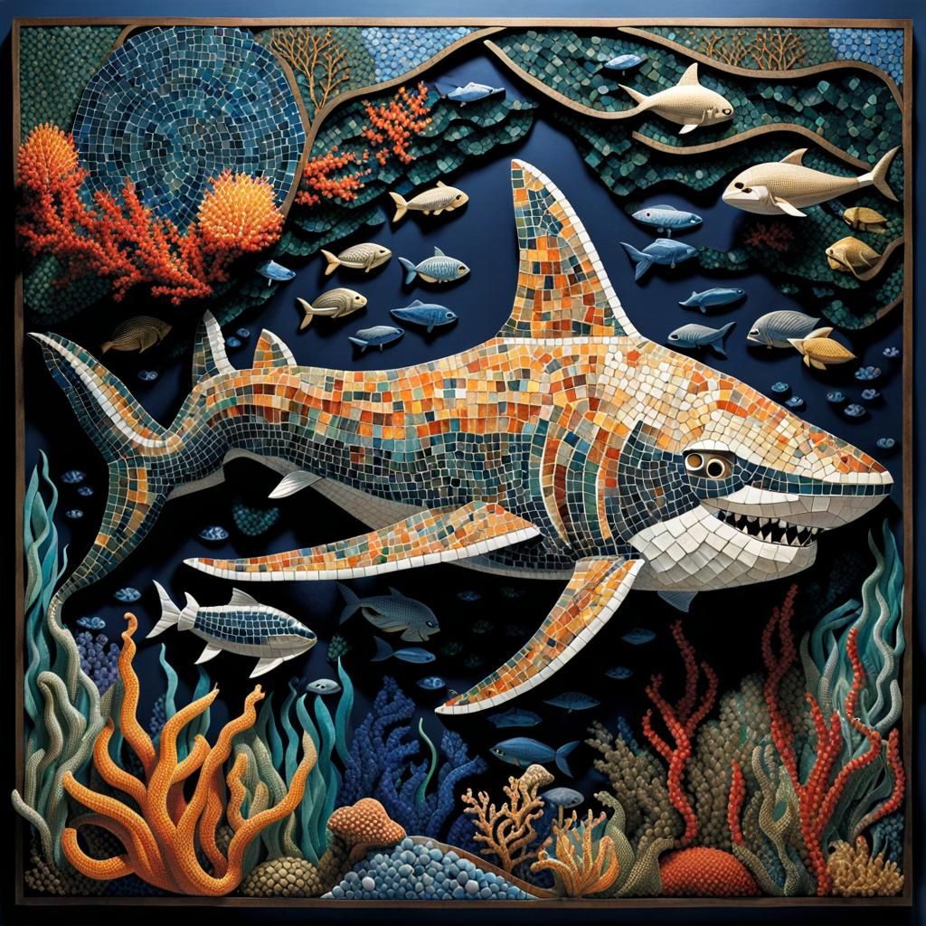 Deep Sea Drama in Mosaic Art