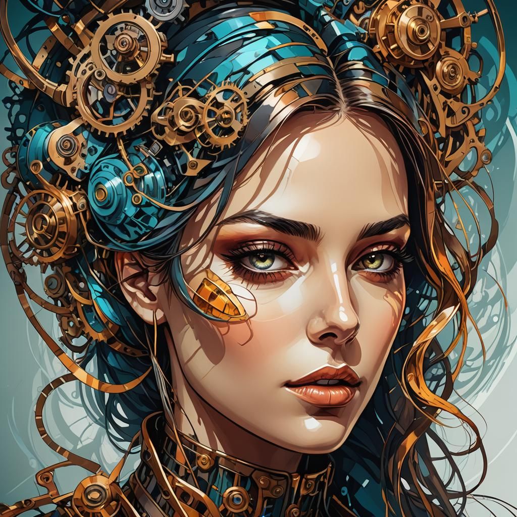 Abstract Woman's Face in Surreal Digital Art