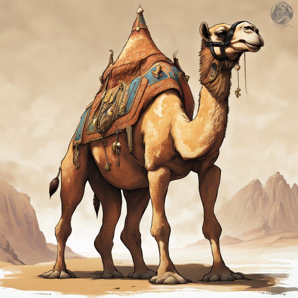 A Majestic Dire Camel Roams the Desert