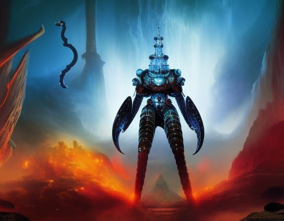 Underwater Cephalopod Warrior in Digital Art Style