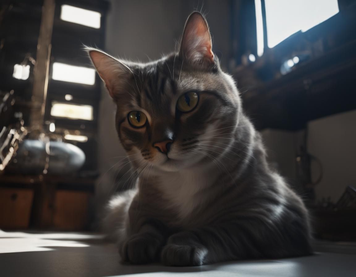 Intense Cat Portrait with Lens Distortion in 4K