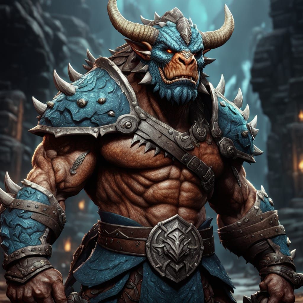 Muscular Dragonborn Barbarian Fantasy Concept Art