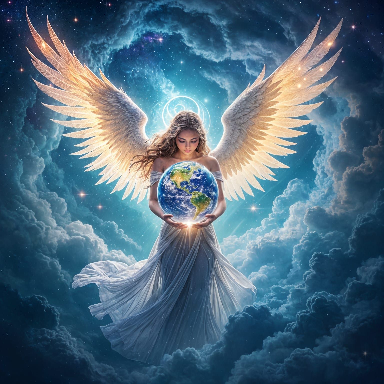 Celestial Being Shields Earth from Cosmic Storm in Fantasy A...