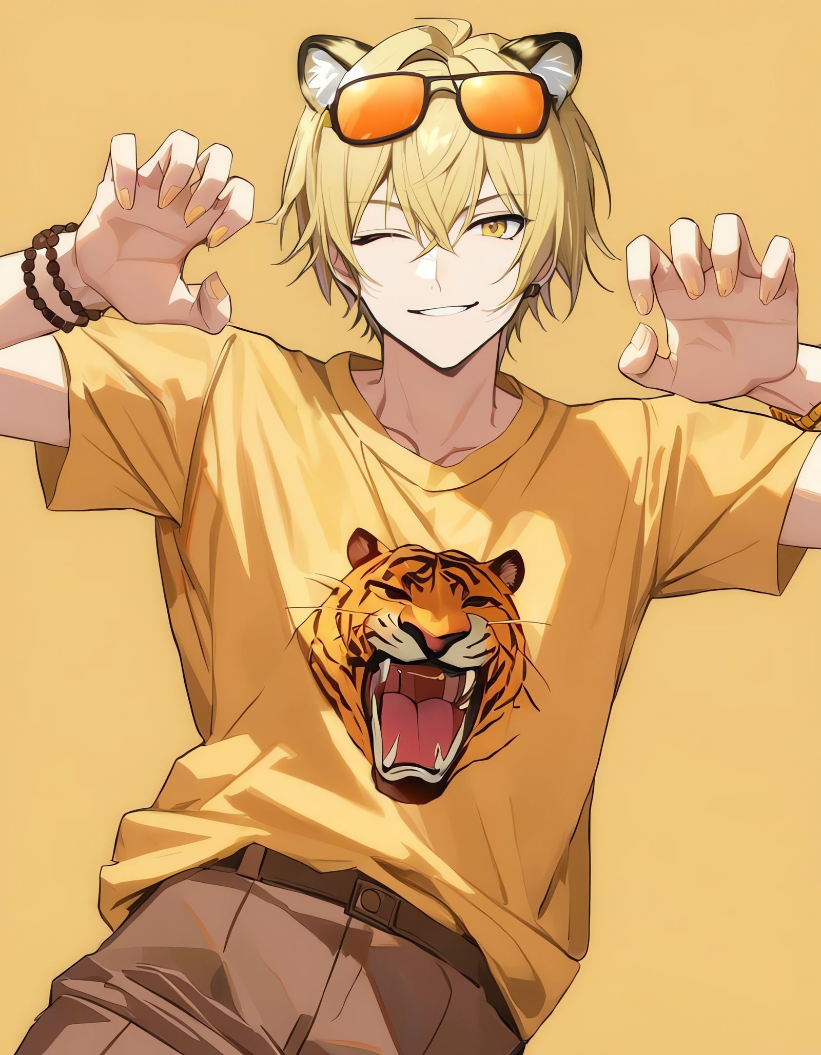 Striking Cowboy with Tiger Ears and Sunglasses