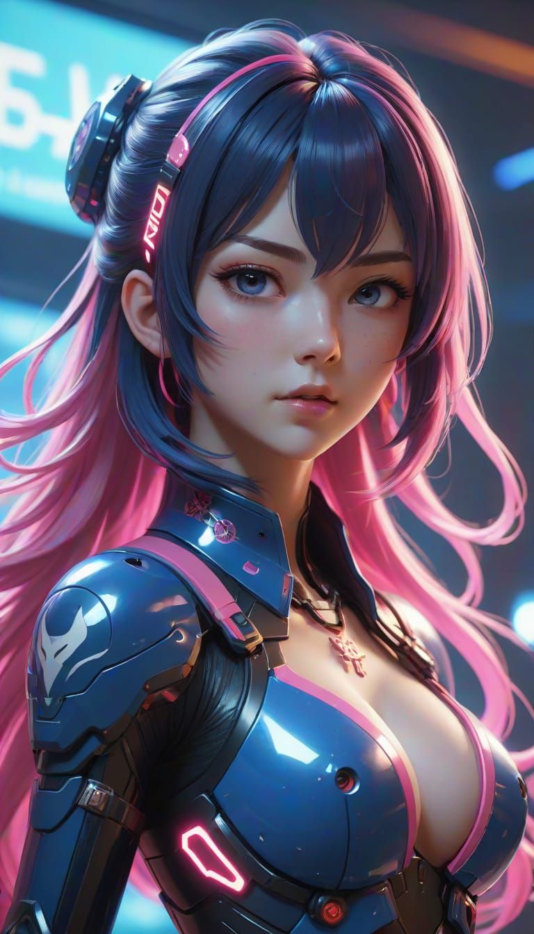 Rogue AI Battles Security: Anime Splash Art