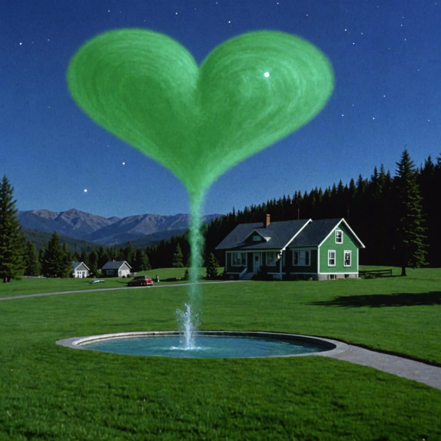 Eerie Retro Horror Film Scene with Rolling Hills