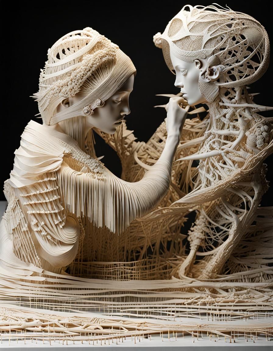 Surreal Armless Maiden in Gothic Mixed Media