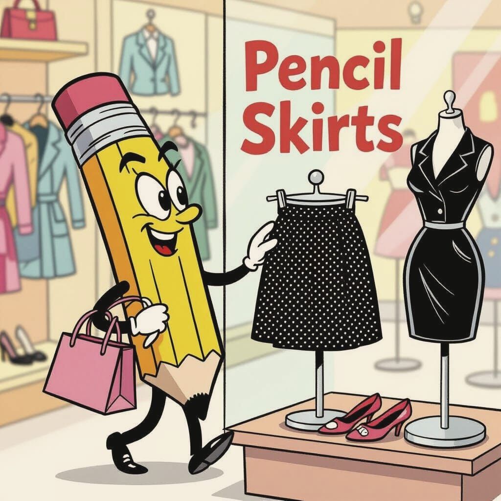 Animated Pencil Shops for Skirt in Clothing Store