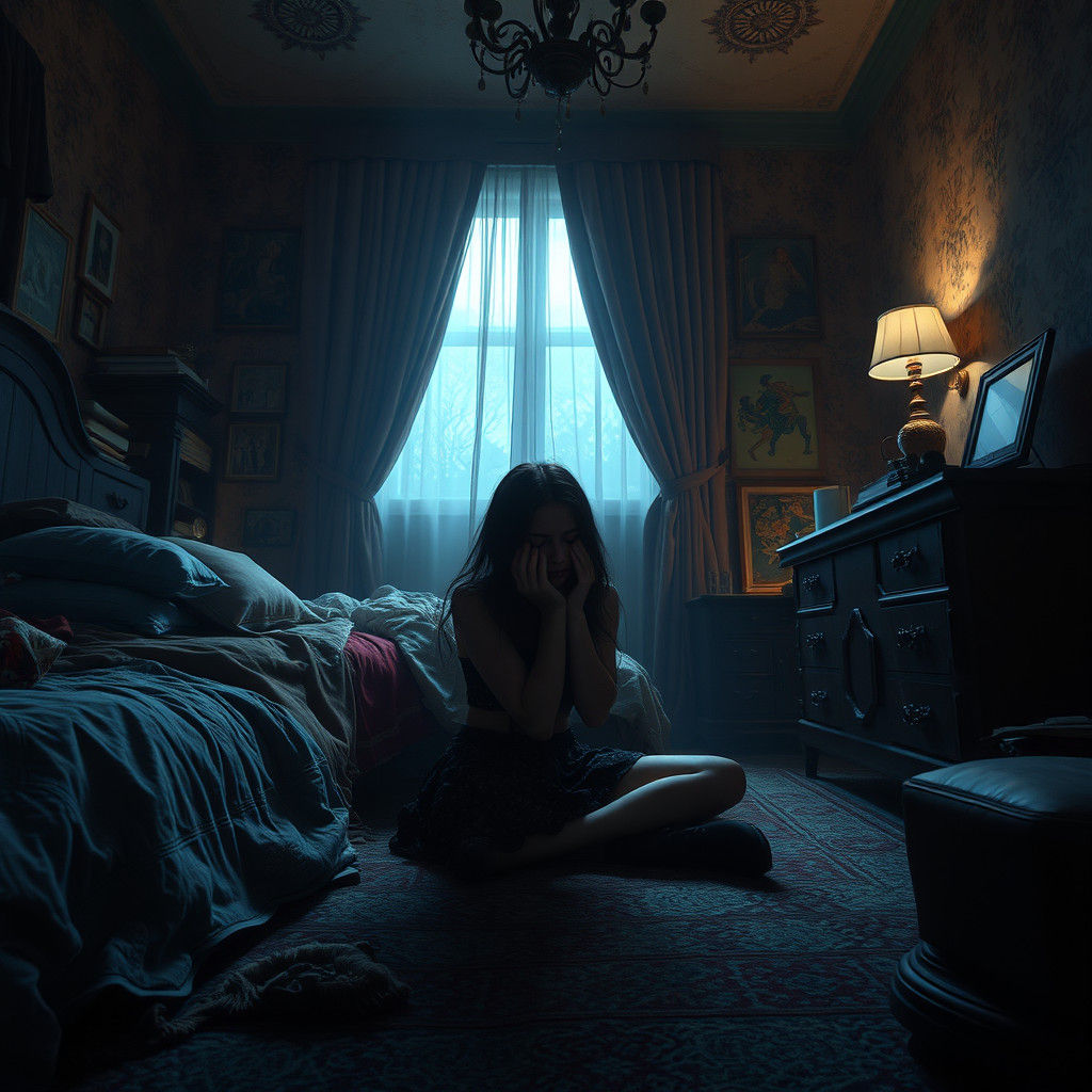 Heartbroken Goth Girl: Dramatic Digital Matte Painting