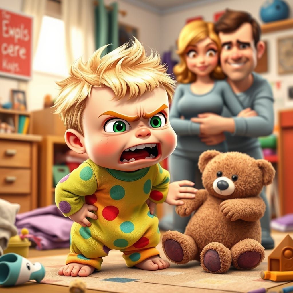 Chubby Swedish Toddler Throws Tantrum in Rainbow T-Rex PJs, ...