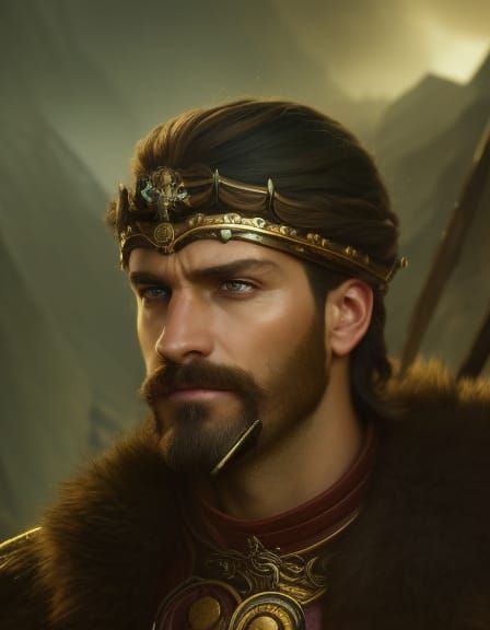 Germanic Barbarian Warrior Portrait in High Fantasy Style