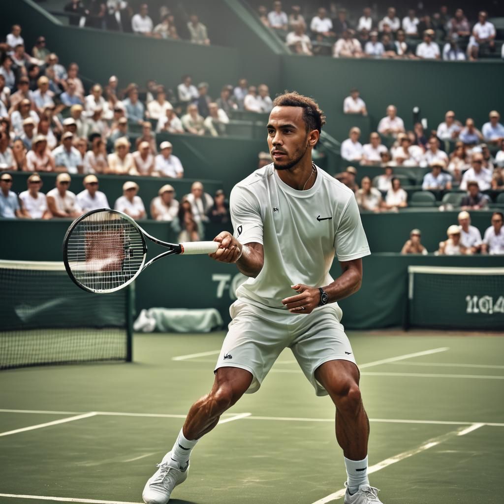 Lewis Hamilton Plays Tennis in Pastel Colors