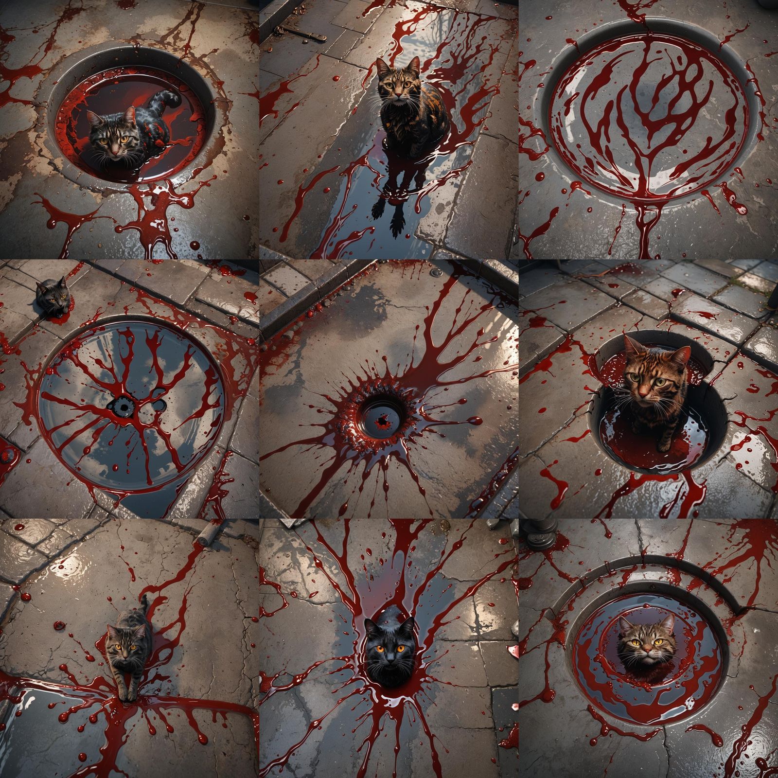 Feral Cat Reflection in Blood